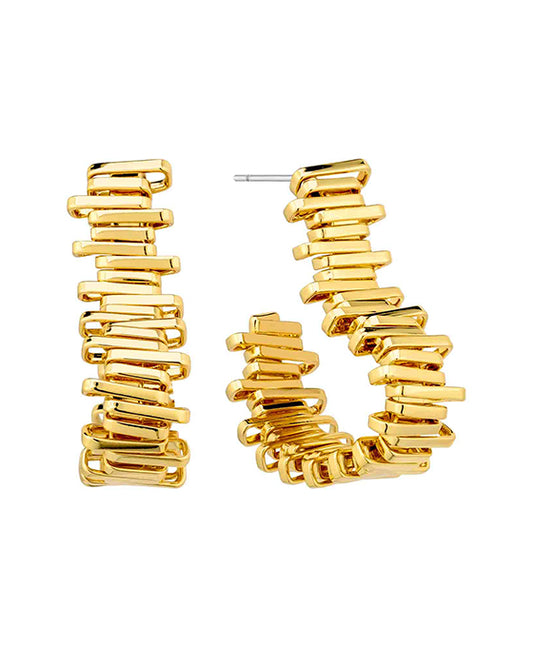 30mm Square Metal Texture Hoop Earring