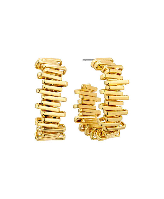 25mm Square Metal Texture Hoop Earring