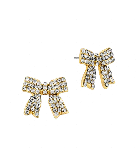 Paved Bow Post Earring