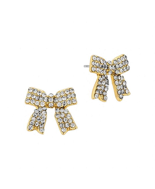 Paved Bow Post Earring