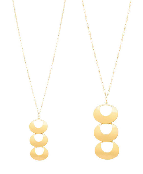 Metal Oval Dangle Long Necklace