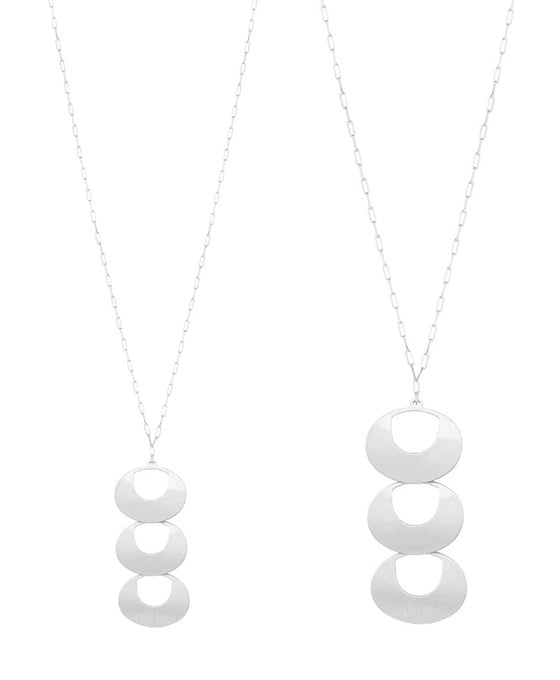 Metal Oval Dangle Long Necklace