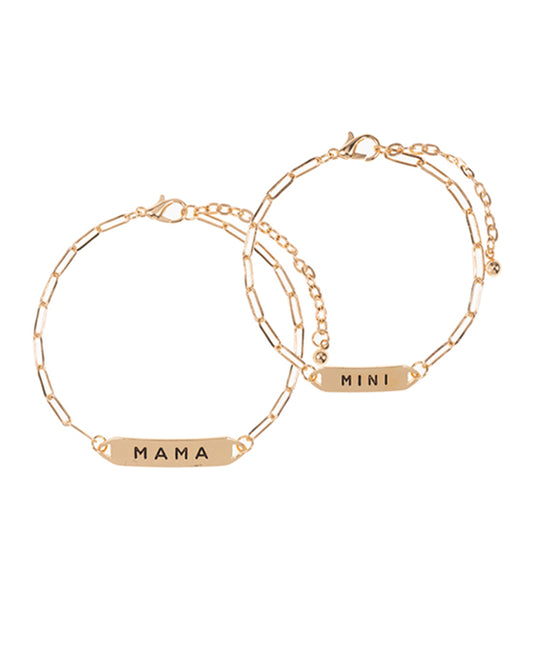 Mama & Mini Metal Pendant 2 Set Clasp Bracelet