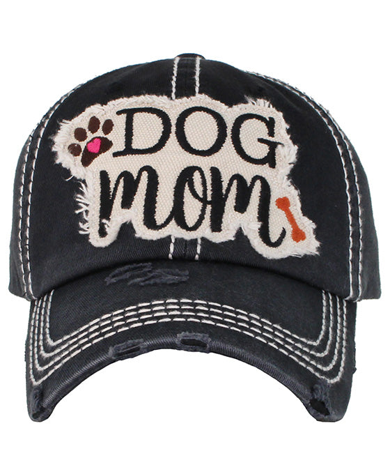 DOG MOM Washed Vintage Ball Cap