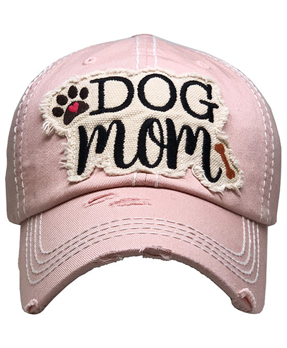 DOG MOM Washed Vintage Ball Cap