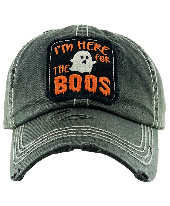 Here For The Boos Washed Vintage Ball Cap