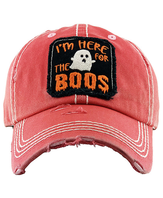 Here For The Boos Washed Vintage Ball Cap