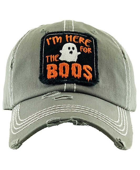 Here For The Boos Washed Vintage Ball Cap