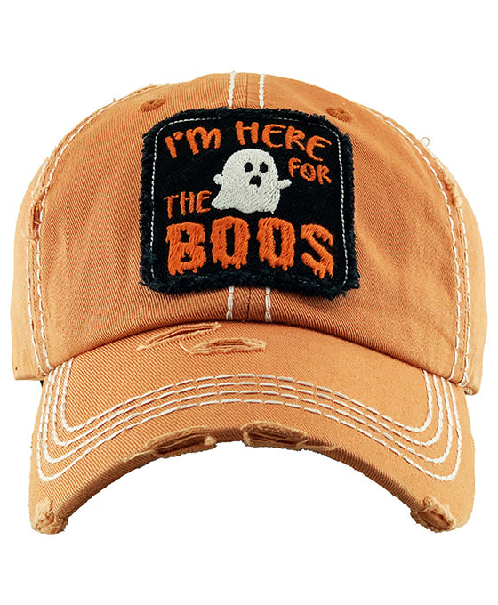 Here For The Boos Washed Vintage Ball Cap