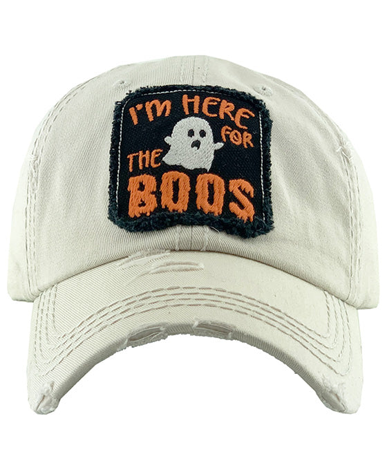 Here For The Boos Washed Vintage Ball Cap