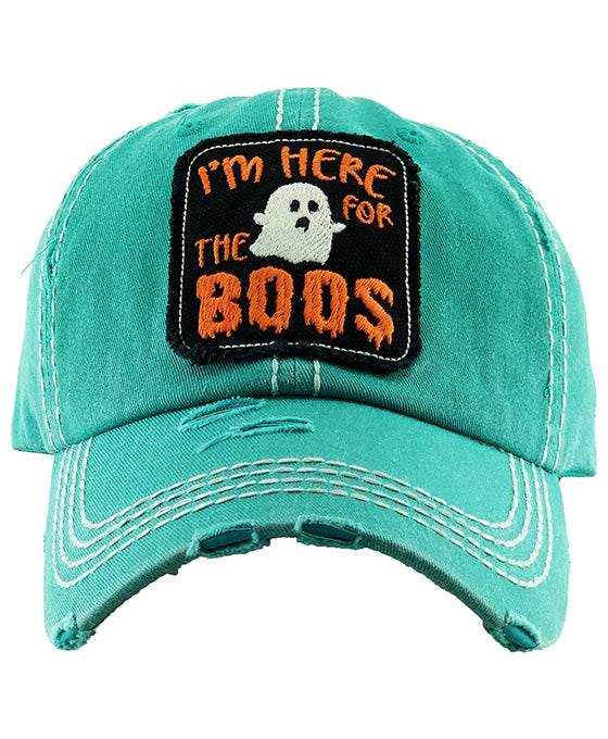 Here For The Boos Washed Vintage Ball Cap