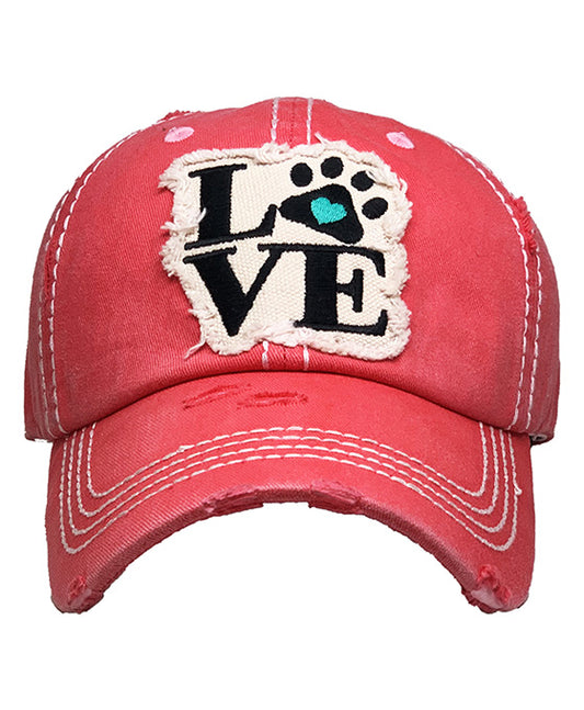 Paws Love Vintage Ball Cap