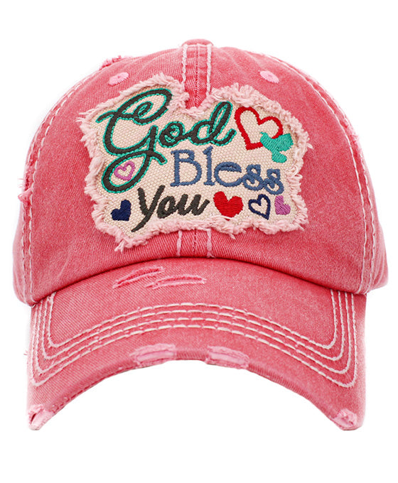 God Bless You Washed Vintage Ball Cap