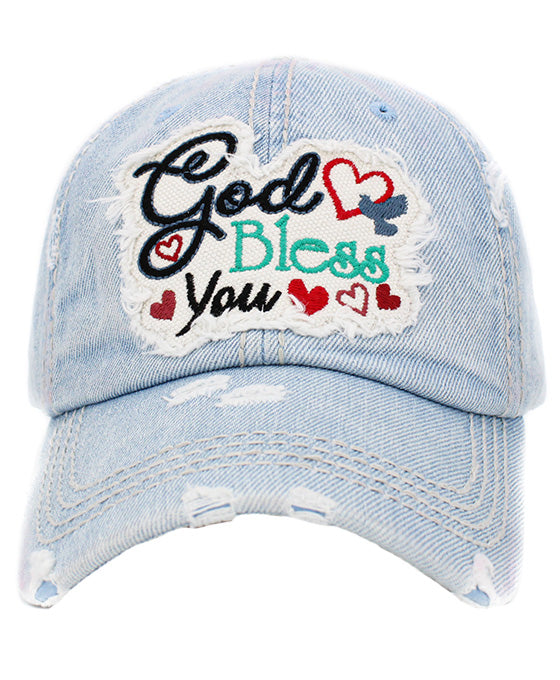 God Bless You Washed Vintage Ball Cap
