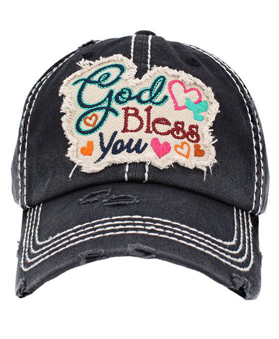 God Bless You Washed Vintage Ball Cap