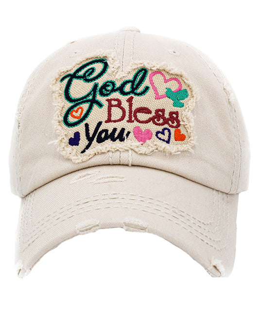 God Bless You Washed Vintage Ball Cap