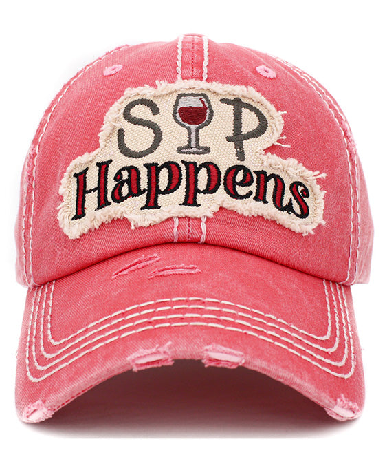 Sip Happens Washed Vintage Ball Cap