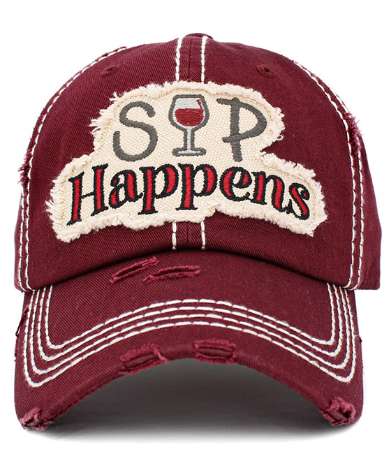 Sip Happens Washed Vintage Ball Cap