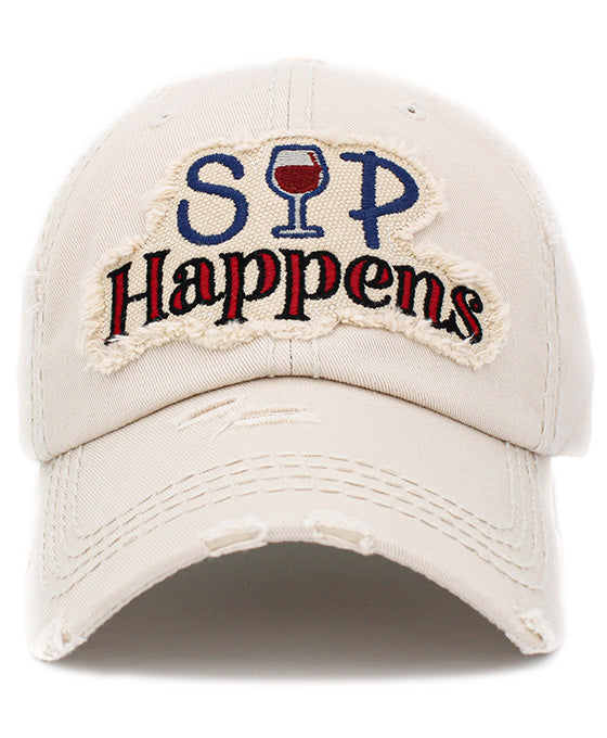 Sip Happens Washed Vintage Ball Cap