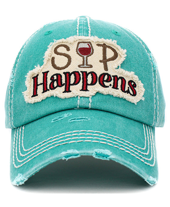 Sip Happens Washed Vintage Ball Cap