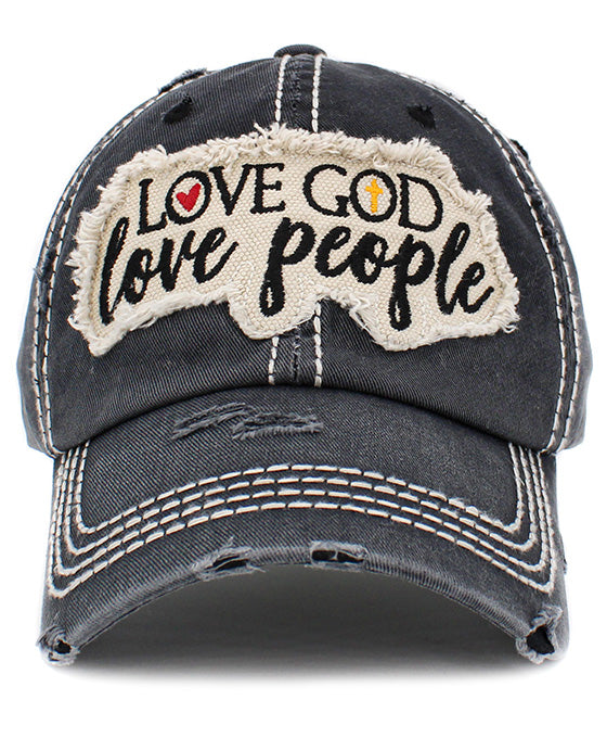 Love God Love People Washed Vintage Ball Cap