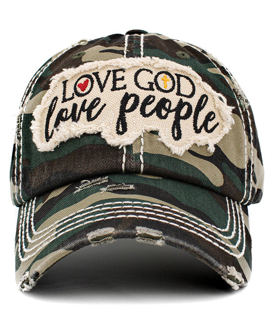 Love God Love People Washed Vintage Ball Cap
