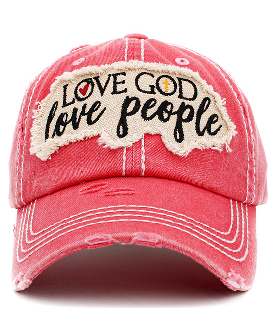 Love God Love People Washed Vintage Ball Cap