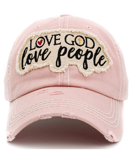 Love God Love People Washed Vintage Ball Cap