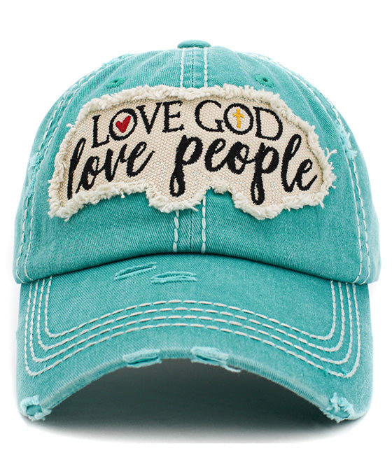 Love God Love People Washed Vintage Ball Cap