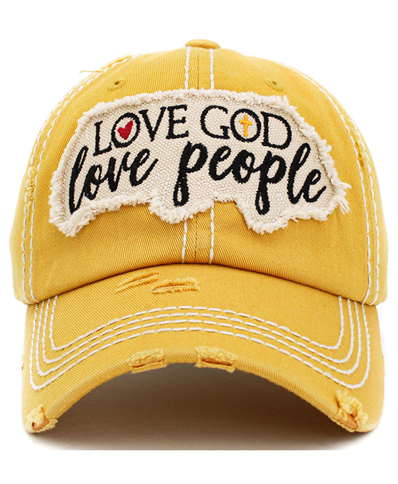 Love God Love People Washed Vintage Ball Cap