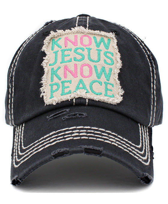 Know Jesus Know Peace Washed Vintage Ball Cap