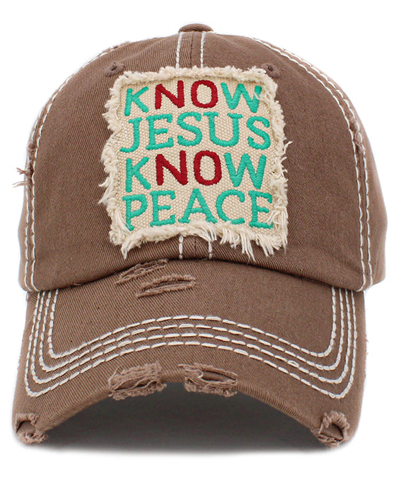 Know Jesus Know Peace Washed Vintage Ball Cap