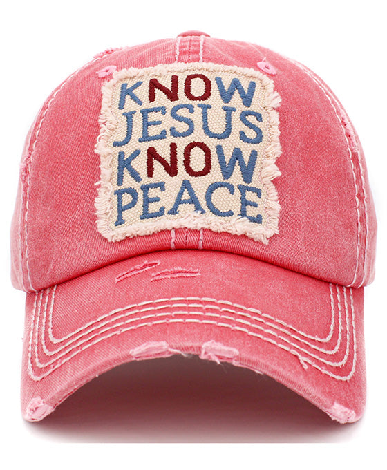Know Jesus Know Peace Washed Vintage Ball Cap
