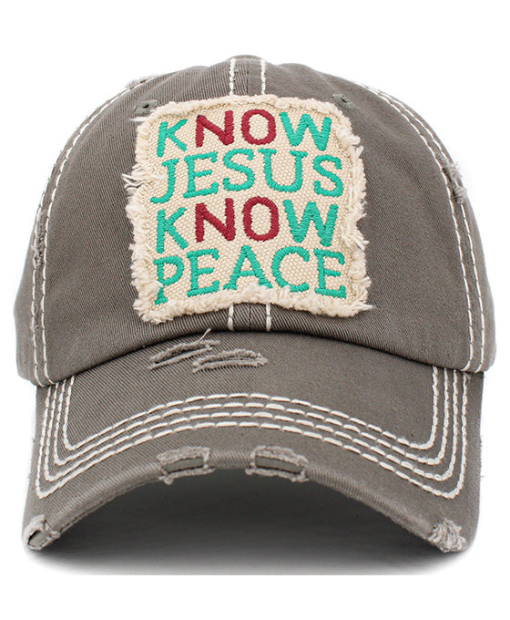 Know Jesus Know Peace Washed Vintage Ball Cap