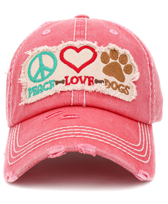 Peace Love Dogs Vintage Ball Cap