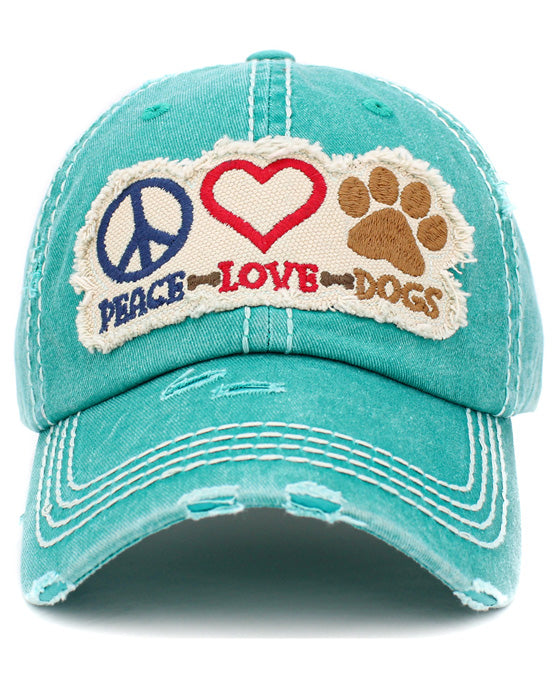 Peace Love Dogs Vintage Ball Cap
