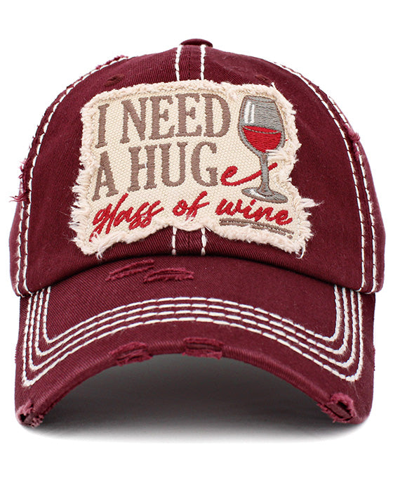 I Need A Huge Glass of Wine Vintage Ball Cap
