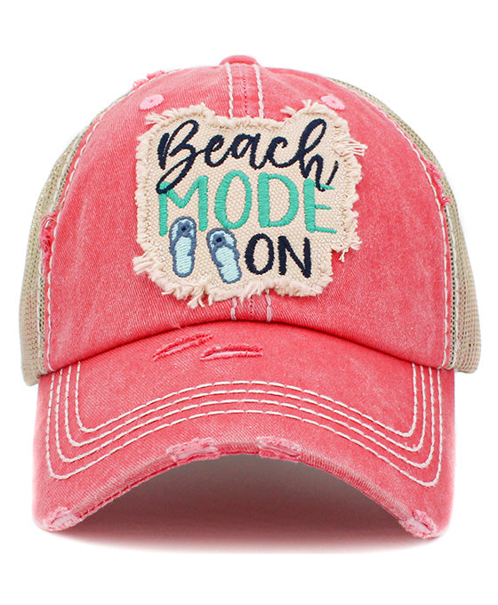 Beach Mode On Mesh Back Vintage Ball Cap