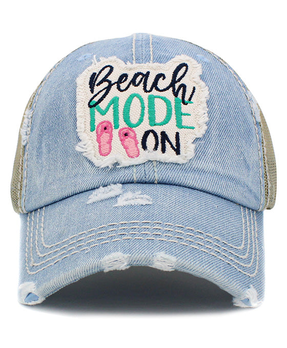 Beach Mode On Mesh Back Vintage Ball Cap