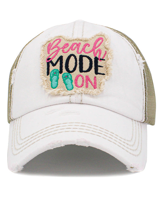 Beach Mode On Mesh Back Vintage Ball Cap