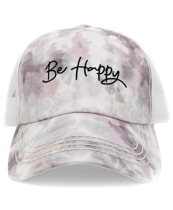 Be Happy Mesh Back Vintage Ball Cap