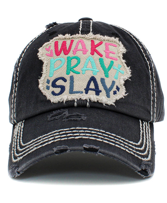 Wake Pray Slay Washed Vintage Ballcap