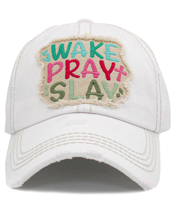 Wake Pray Slay Washed Vintage Ballcap