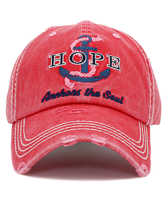 Hope Anchors The Soul Washed Vintage Ball Cap