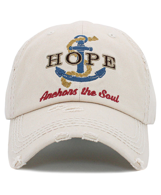 Hope Anchors The Soul Washed Vintage Ball Cap