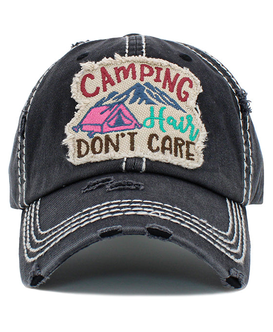Camping Don't Care Washed Vintage Ball Cap