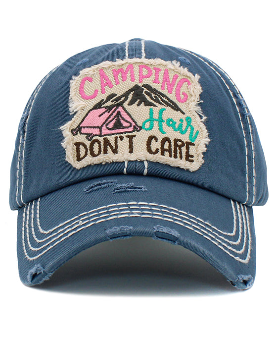 Camping Don't Care Washed Vintage Ball Cap