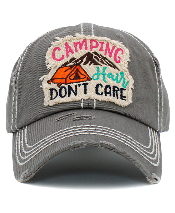Camping Don't Care Washed Vintage Ball Cap