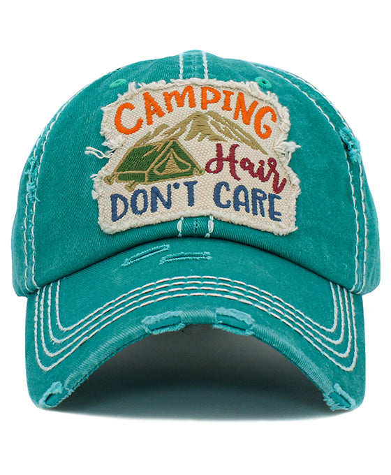 Camping Don't Care Washed Vintage Ball Cap