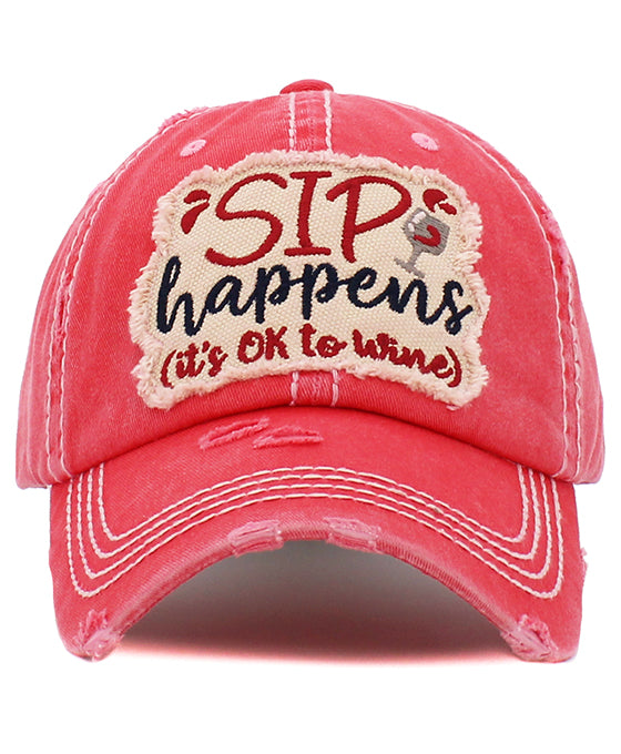 Sip Happens Washed Vintage Ball Cap